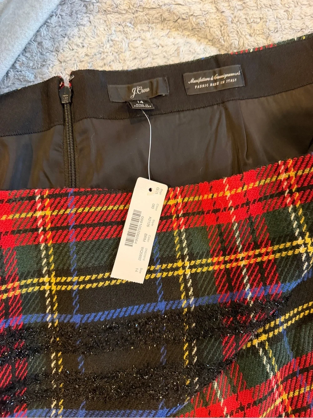 J. Crew Holiday Festive Red Black Blue Tartan Mini Skirt